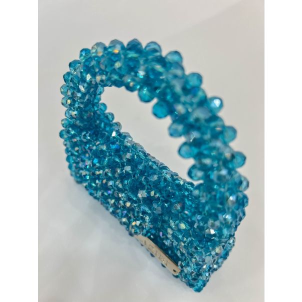 AZIBI Ženska torba od kristalnih perli Piccolina, svetloplava - 99-1-1