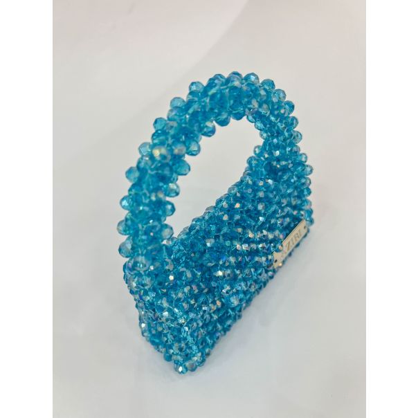 AZIBI Ženska torba od kristalnih perli Piccolina, svetloplava - 99-1-1