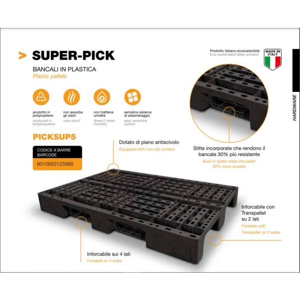 ARTPLAST Plastična paleta 1200 x 800 x 125 mm - PICKSUP5-ART