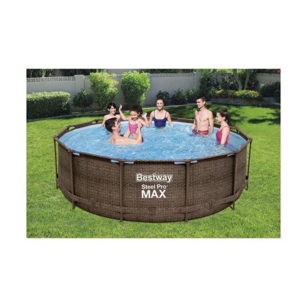 BESTWAY Okrugli bazen sa metalnim okvirom, merdevinama i filter pumpom 366x100cm Steel Pro MAX Ratan - 4046