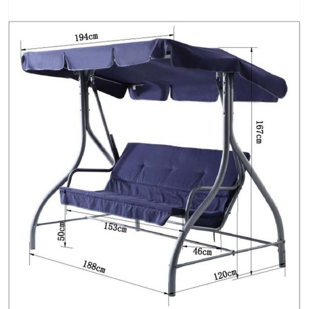 RECKMANN Baštenska Ljuljaška Plava 194x120x167cm - 1732-1