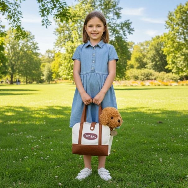 ECO TOYS Plišana igračka za decu, štene brown poodle, torba + četka za negu - EP2752021