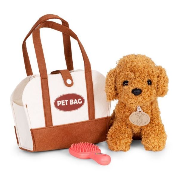 ECO TOYS Plišana igračka za decu, štene brown poodle, torba + četka za negu - EP2752021