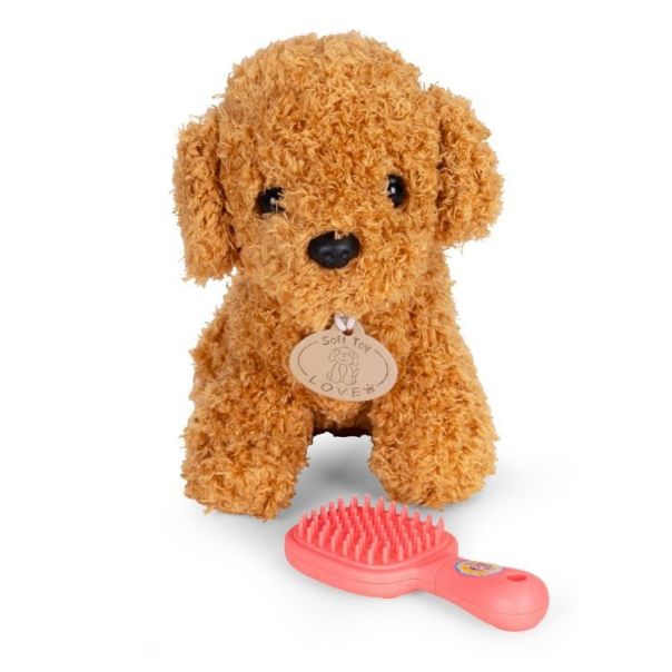 ECO TOYS Plišana igračka za decu, štene brown poodle, torba + četka za negu - EP2752021