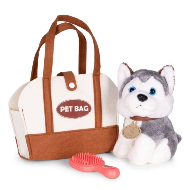 ECO TOYS Plišana igračka za decu, štene husky, torba + četka za negu - EP2749340
