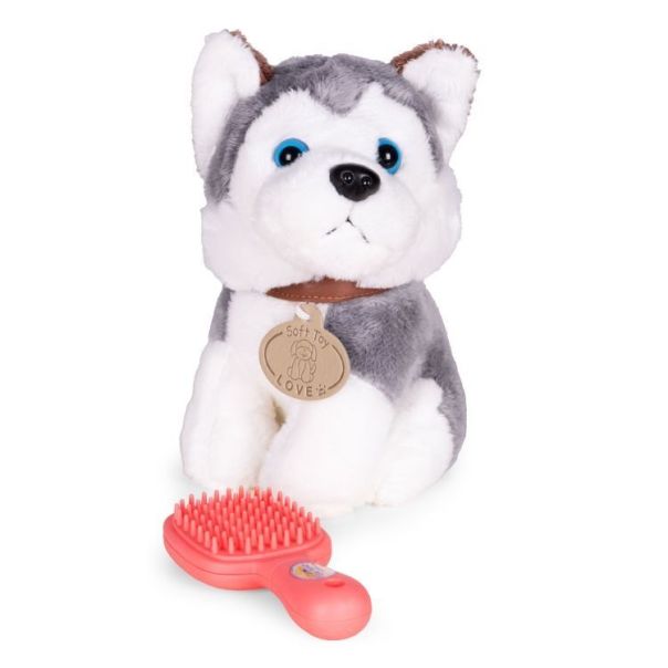 ECO TOYS Plišana igračka za decu, štene husky, torba + četka za negu - EP2749340