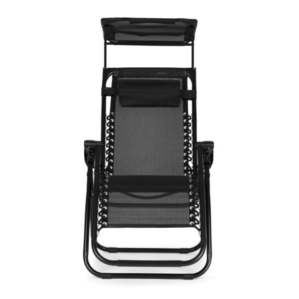 MODERNHOME Podesiva baštenska fotelja sa tendom, crna - ZRL009-R BLACK