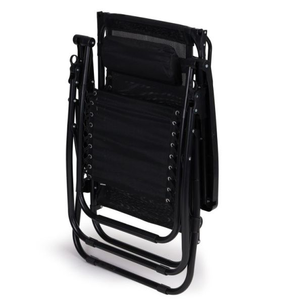 MODERNHOME Podesiva baštenska fotelja sa tendom, crna - ZRL009-R BLACK