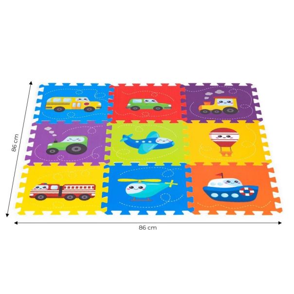 ECO TOYS Podloga za igru 86x86cm Puzzle vehicles - 0392