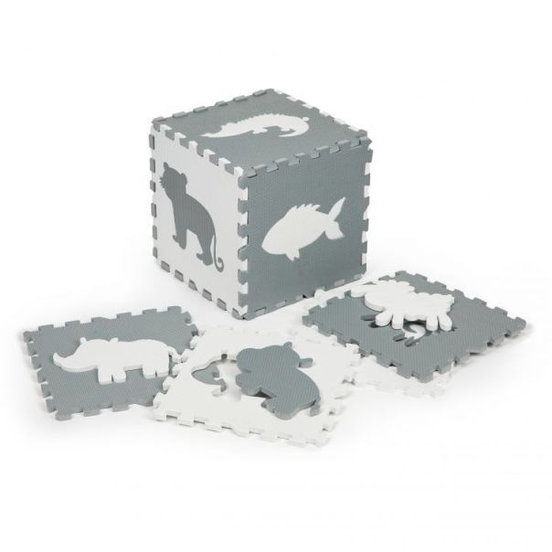 ECO TOYS Podne puzzle sa ogradom 151x151cm Grey&White animals, 36 delova - ECOEVA001