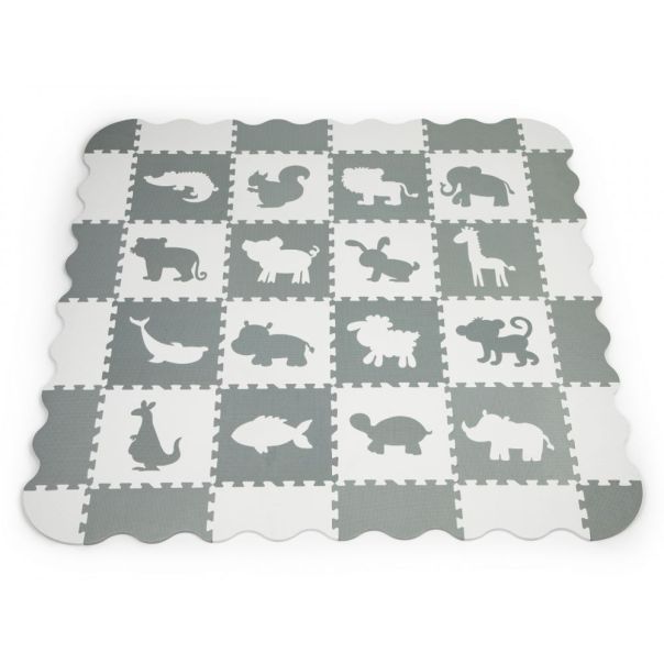 ECO TOYS Podne puzzle sa ogradom 151x151cm Grey&White animals, 36 delova - ECOEVA001