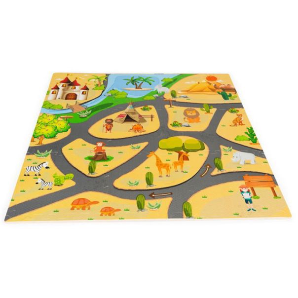 ECO TOYS Podne puzzle 93x93cm Safari, 9 delova - ECOEVA009