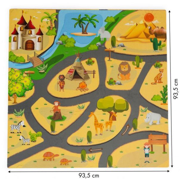 ECO TOYS Podne puzzle 93x93cm Safari, 9 delova - ECOEVA009