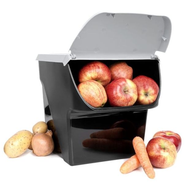 VILDE Kutija za odlaganje voća i  povrća sa poklopcem 13L, crna/siva - KUH000041A00000