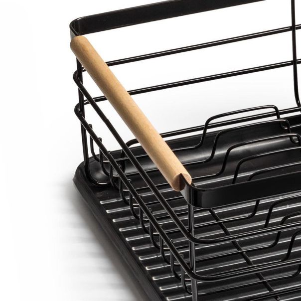 VILDE Metalni oceđivač za sudove sa drvenim drškama 43x32x14.5cm, crna - pdj000800A00000