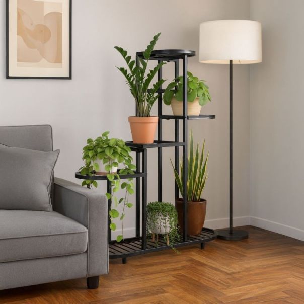 MODERNHOME Polica za cveće 5 nivoa crna - EP2828241