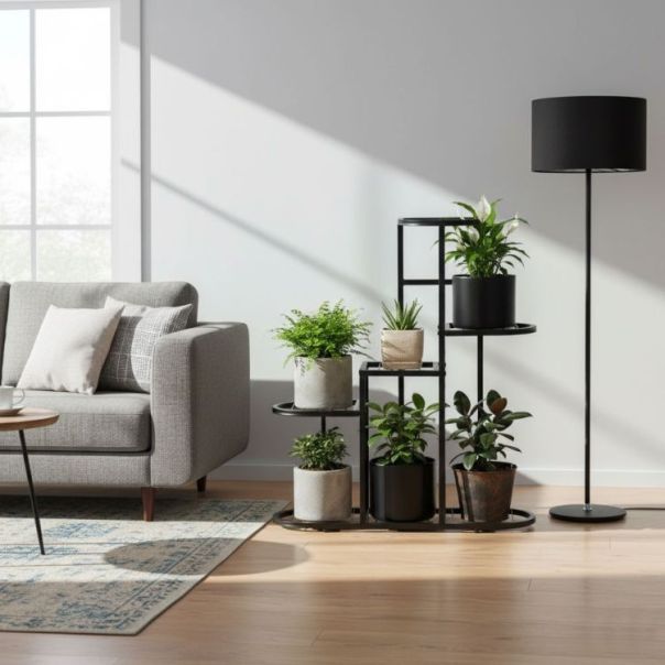 MODERNHOME Polica za cveće 5 nivoa crna - EP2828241