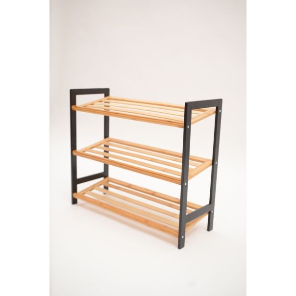 BOLZZ Polica za obucu 3 nivoa bamboo crna - EP2742350