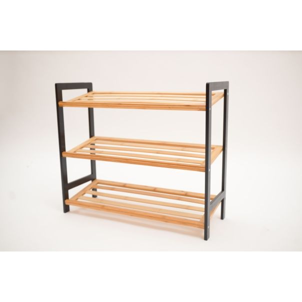 BOLZZ Polica za obucu 3 nivoa bamboo crna - EP2742350