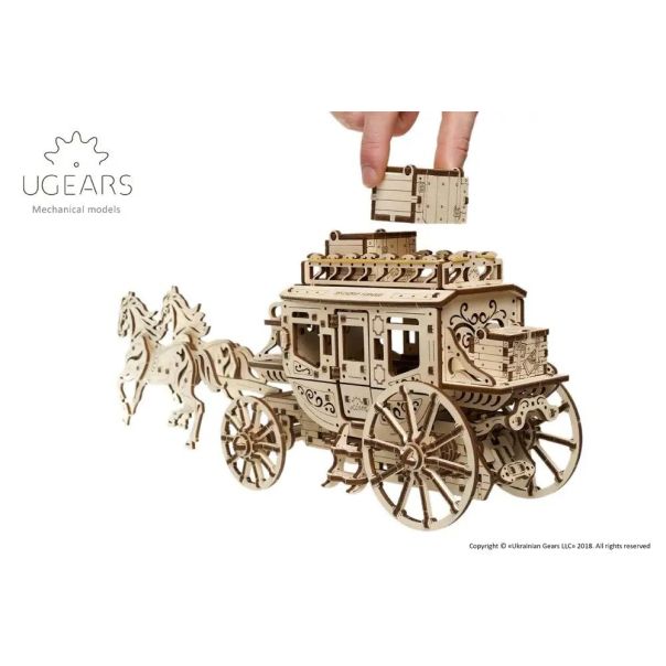 3d drvena mehanička puzzle - Poštanska kočija - 160