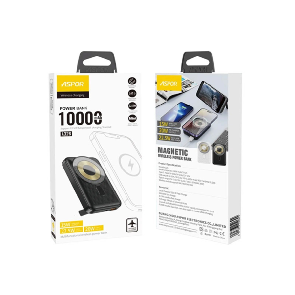Power Bank Aspor A326 Mag Charger 22.5W 10000 mAh crni - 621989