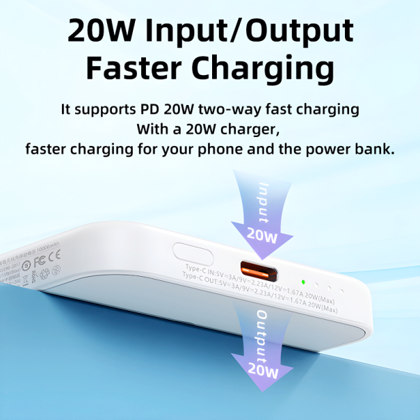 REMAX Power bank Magsafe Usion Series RPP-65 PD 20W + QC 15W Fast Charging 10000mAh pink - 215573