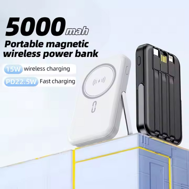 Power Bank MagSafe sa držačem za telefon 5000 mAh beli - 617063