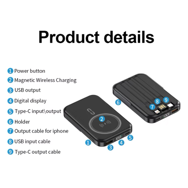 Power Bank MagSafe sa držačem za telefon 5000 mAh beli - 617063