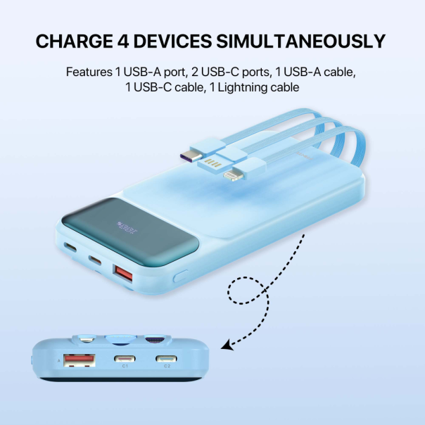 Power bank Prenosiva baterija Fantech T2 10000mAh QC, PD, 22.5W  ljubicasti - 220839