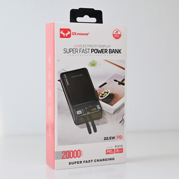 Power bank prenosiva baterija Oxpower P410 PD QC 22.5W 20000mAh crna - 216794