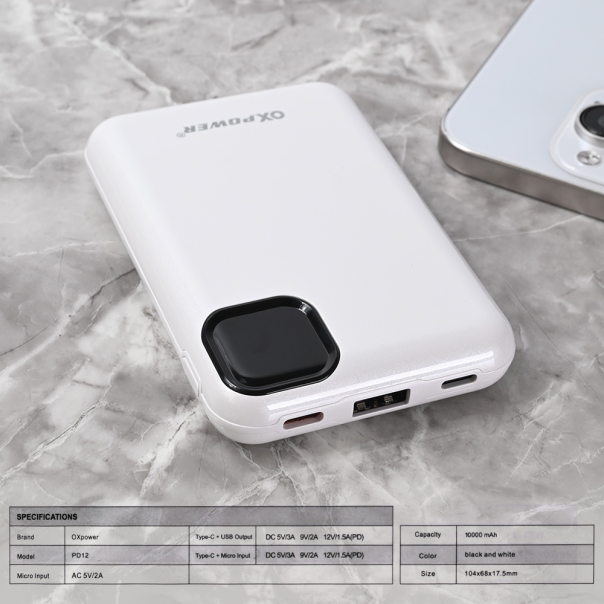 Power bank prenosiva baterija Oxpower PD12 10000mAh bela - 220778