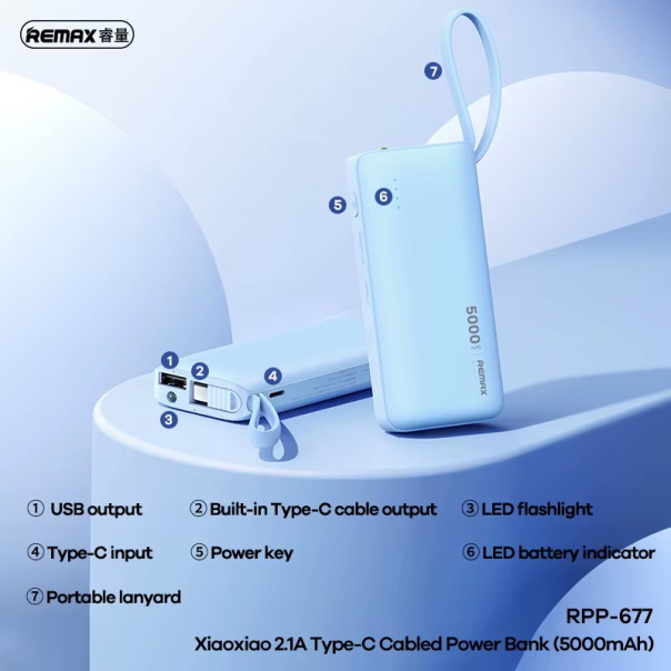 Power bank prenosiva baterija REMAX Xiaoxiao RPP-676 2.1A 5000mAh bela - 223125