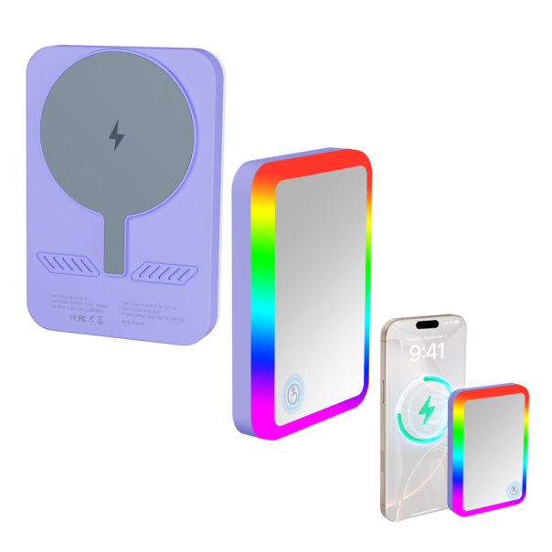 Power Bank Rainbow 5000 mAh bezicno punjenje sa RGB ogledalom - 616974