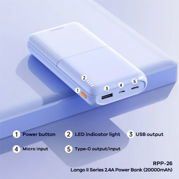 Power Bank Remax Lango II Series RPP-26 2.4A 20000 mah crna - 616801