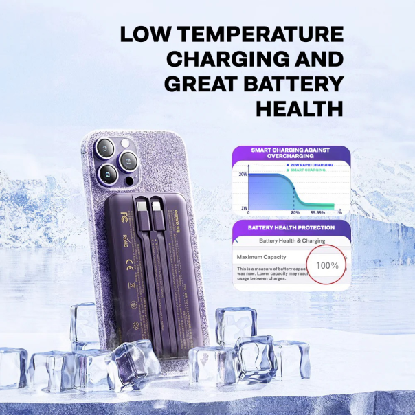 Power bank prenosiva baterija REMAX Phantom Series RPP-580 PD 20W+QC 22.5W 10000mAh beli - 217166