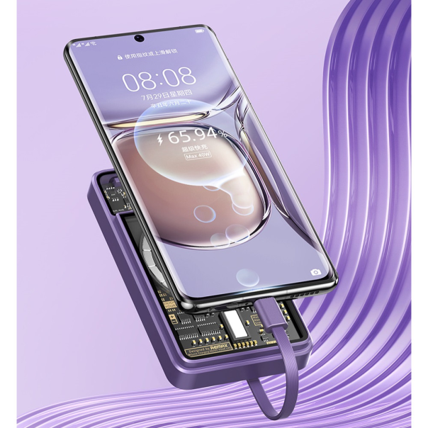 Power bank prenosiva baterija REMAX Phantom Series RPP-580 PD 20W+QC 22.5W 10000mAh ljubicasti - 217168