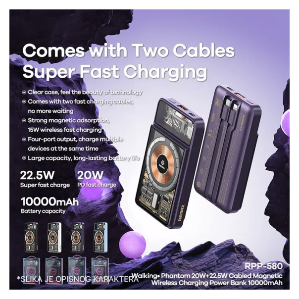 Power Bank Remax Walking-Phantom RPP-580 Mag Charger 20W+22.5W PD+QC 10000 mAh plava - 617509