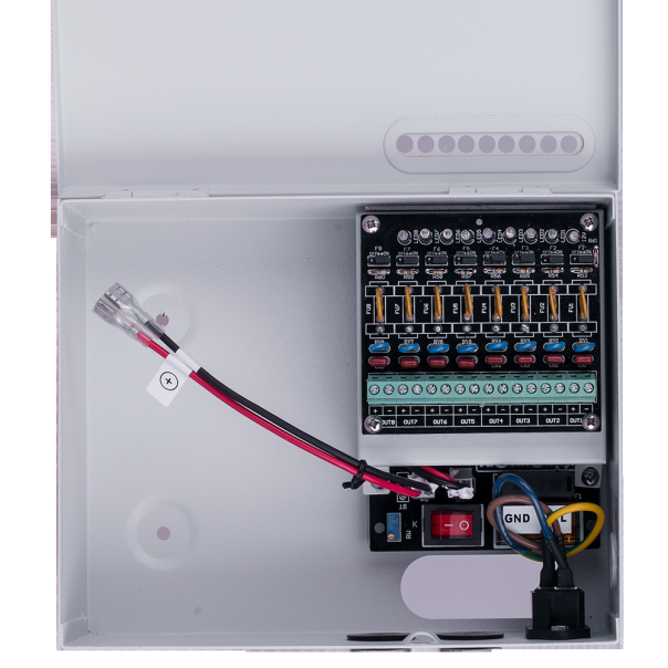 PROVISION Napajanje 8-kanalno profesionalno 12V/5A + mesto za bateriju, PR-5A8CH-B - PR-5A8CH-B