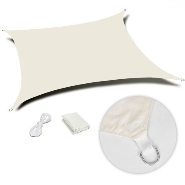 MULTIGARDEN Pravougaono solarno jedro za hlad 2x3m, bež - 19193B BEIGE