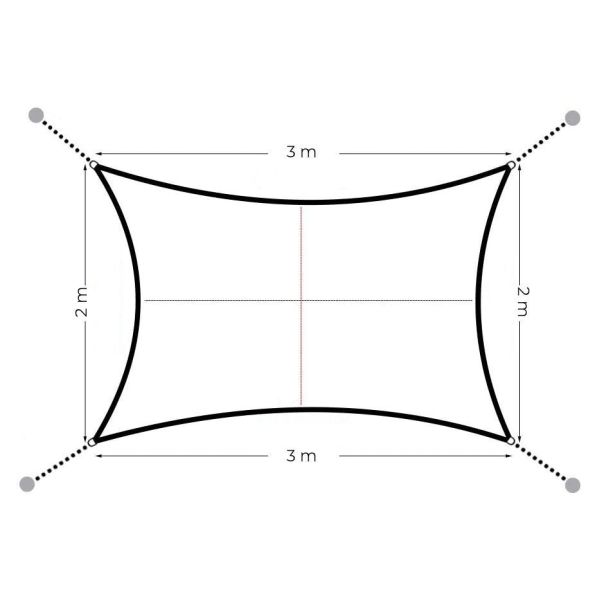 MULTIGARDEN Pravougaono solarno jedro za hlad 2x3m, siva - 19193G GRAY