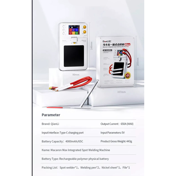 Prenosni uredjaj za punktovanje baterija Qianli Macaron za lemljenje fletova na bateriji - 215776