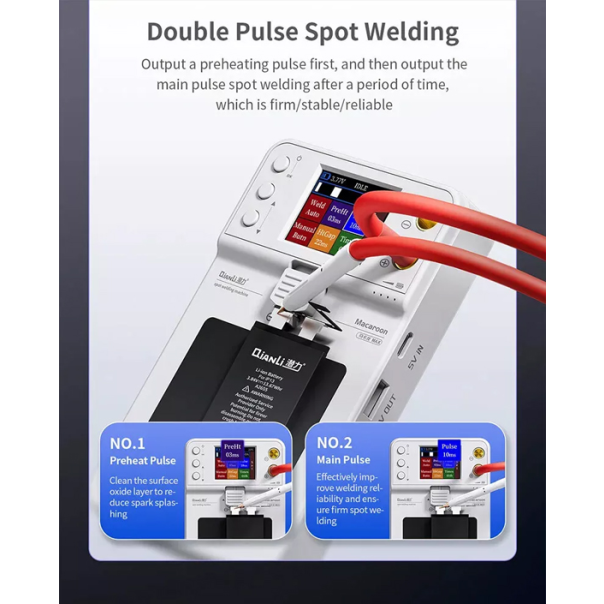 Prenosni uredjaj za punktovanje baterija Qianli Macaron za lemljenje fletova na bateriji - 215776