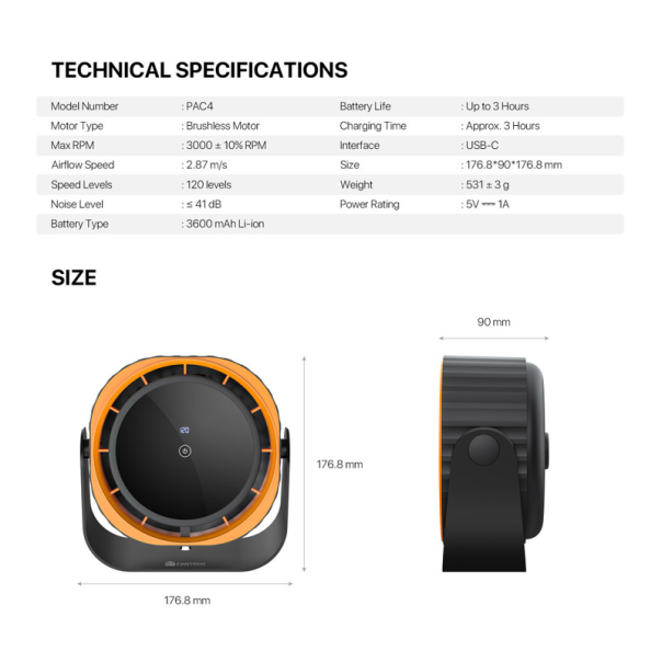 Prenosni ventilator Fantech PAC4 Light sivi - G223728
