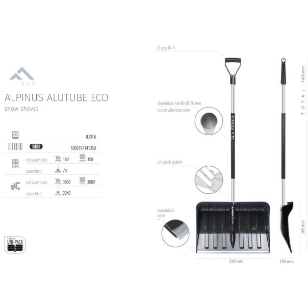 PROSPERPLAST Lopata za sneg Alpinus crna, alu drškom - PRILT3TB-S411