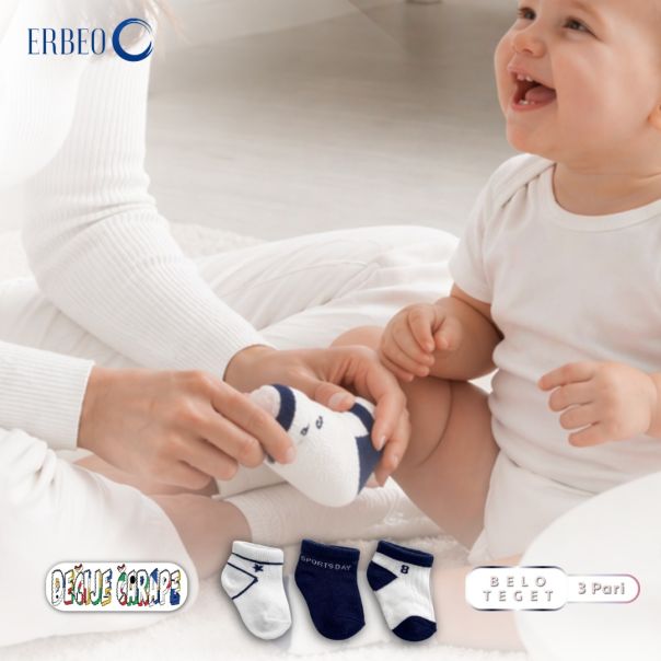 ERBEO Čarapice Za Dečake i Bebe – belo i teget boje, set 3 komada - EP3022977
