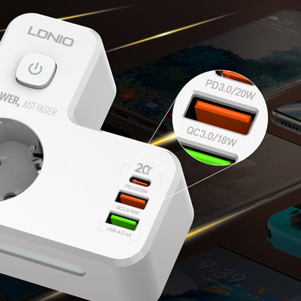 Produžni kabel LDNIO SE2337 2500W 2 utičnice + 2xUSB + 1xUSB-C - 618977