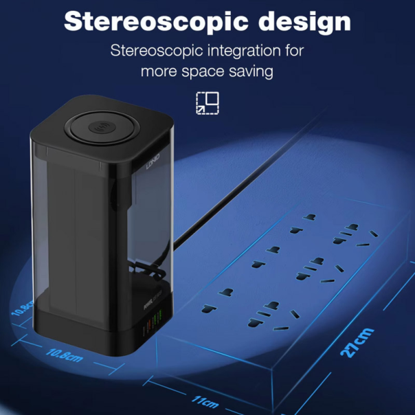 Produžni kabel LDNIO SEW4485 2500W 4 uticnic + 3xUSB+ Wireless 15W 2m crni - 618978