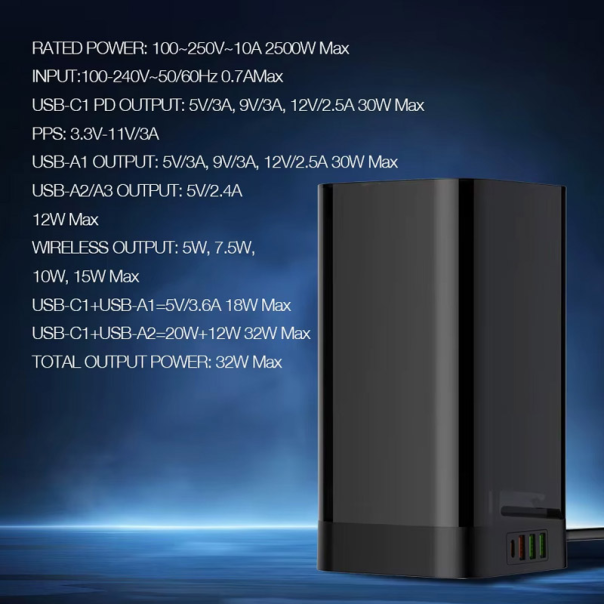 Produžni kabel LDNIO SEW4485 2500W 4 uticnic + 3xUSB+ Wireless 15W 2m crni - 618978