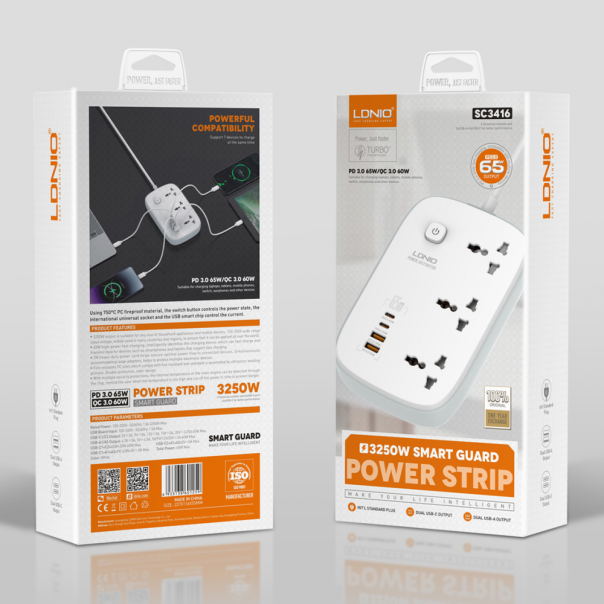 Produzni kabl LDNIO SC3416 EU 3 uticnice + 2xUSB QC 2xPD GaN 2m - 209770