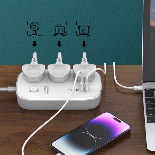 Produzni kabl LDNIO SC3416 EU 3 uticnice + 2xUSB QC 2xPD GaN 2m - 209770